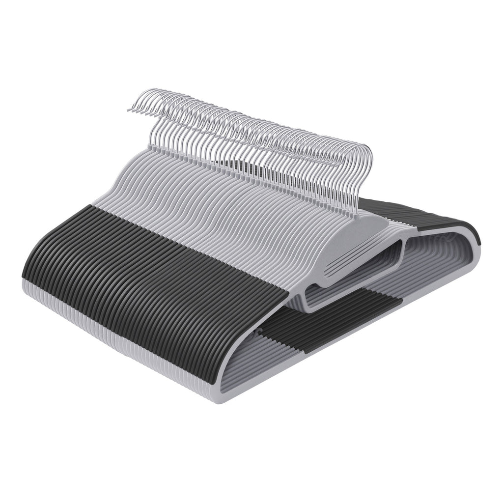 JOYFURNOS Lot de 50 cintres, cintres en plastique peu encombrants avec crochet pivotant à 360°, pour armoire, en forme de S, robustes, gris
