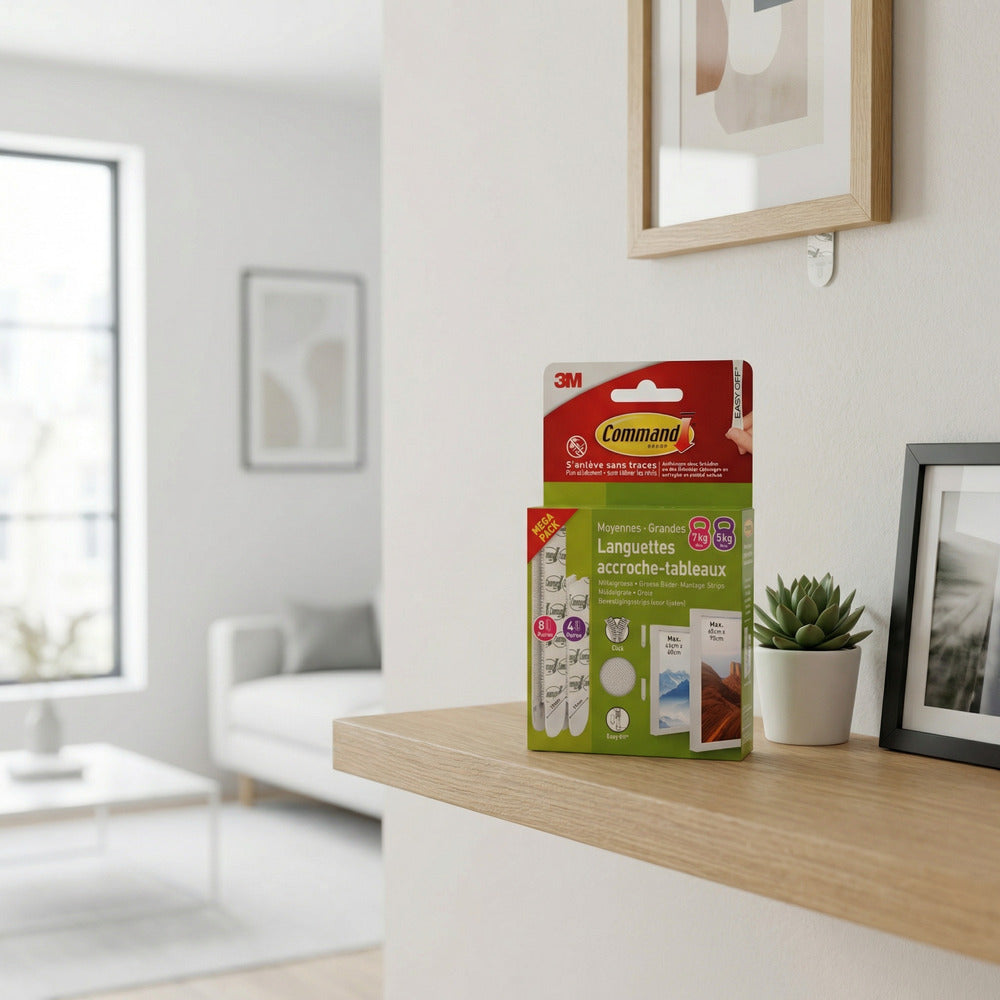 3M Command™ Multi-Pack de languettes accroches tableaux larges et moyennes - 4 + 8 pièces