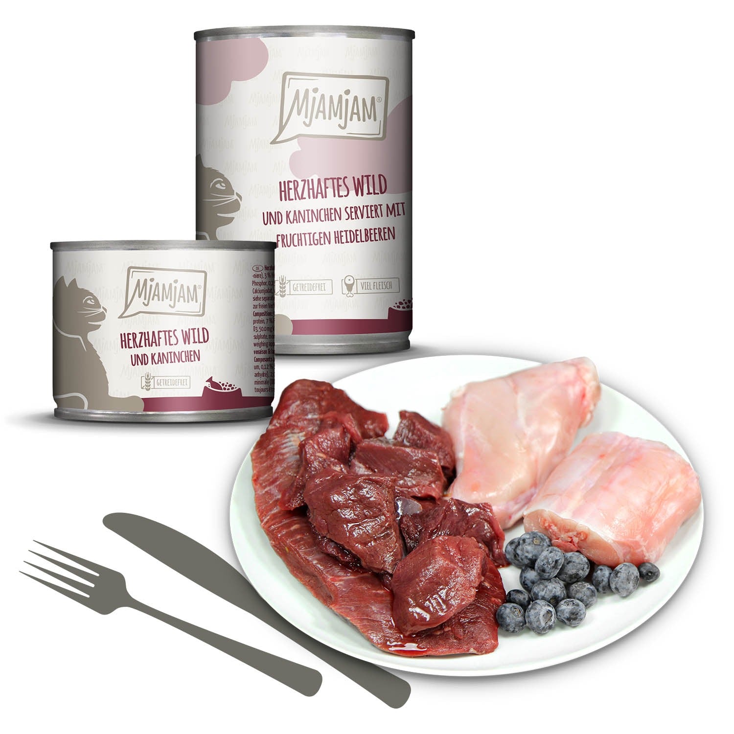 MjAMjAM Aliment humide pour chat lapin gibier myrtille 400 g