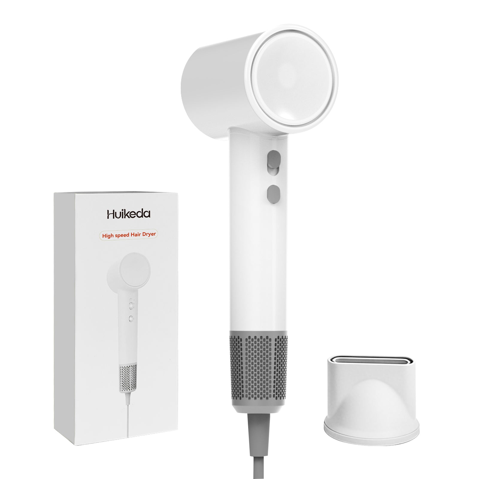 Huikeda Sèche-cheveux à haute vitesse 110 000 tr/min, ionique avec moteur sans balais, séchage rapide 1500 W avec embout magnétique à 360°