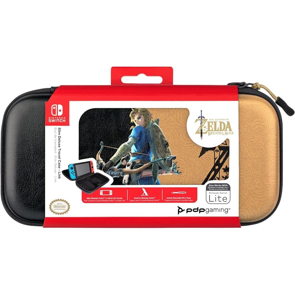 PDP Gaming Étui de Voyage Semi-Rigide Deluxe Fin pour Nintendo Switch, Switch Lite & OLED - Protection en PU - Rangement pour 14 Jeux - Licence Officielle