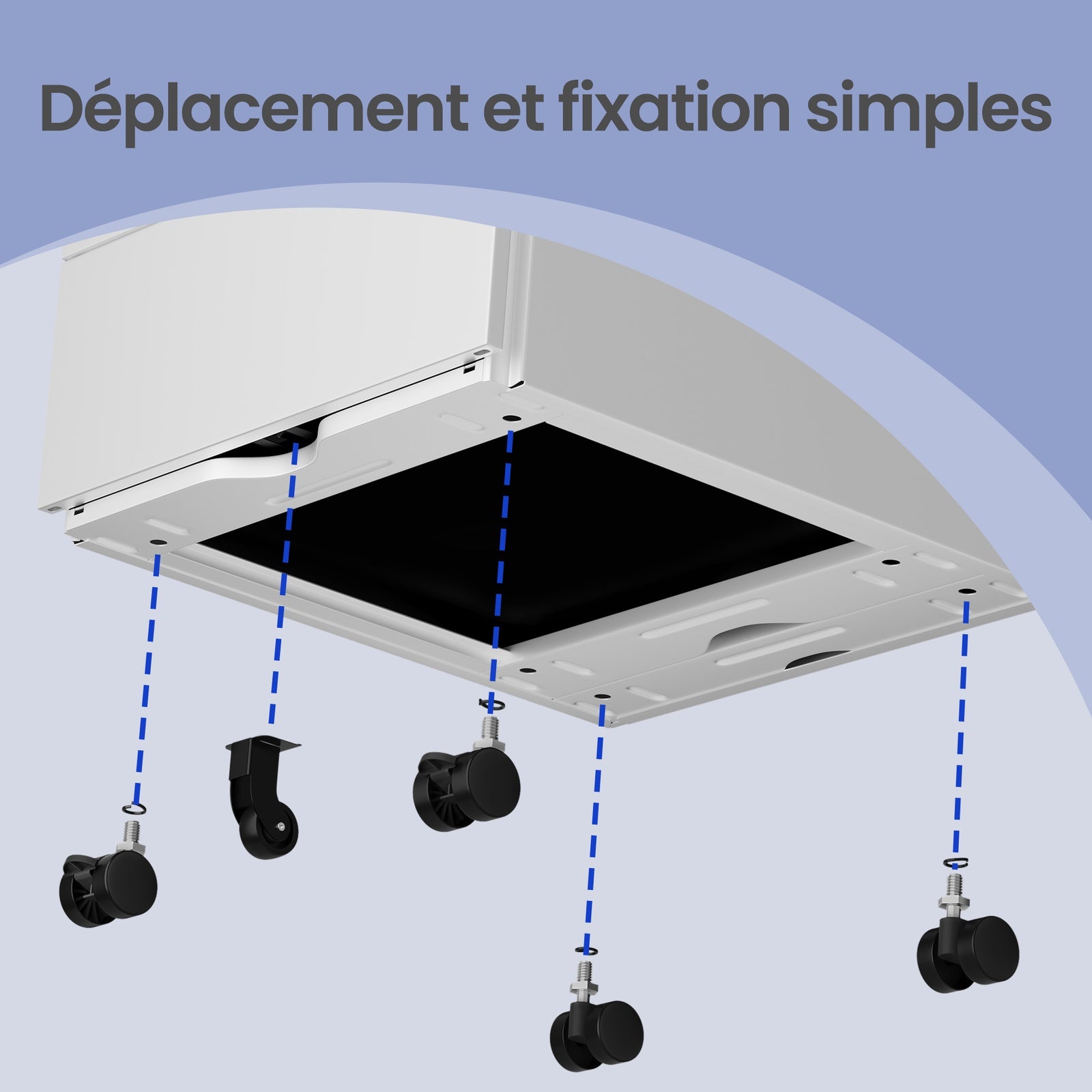 JOYFURNOS Armoire à dossiers mobile préassemblée blanc nuage – verrouillable, 4 tiroirs, rangement pour documents et fournitures
