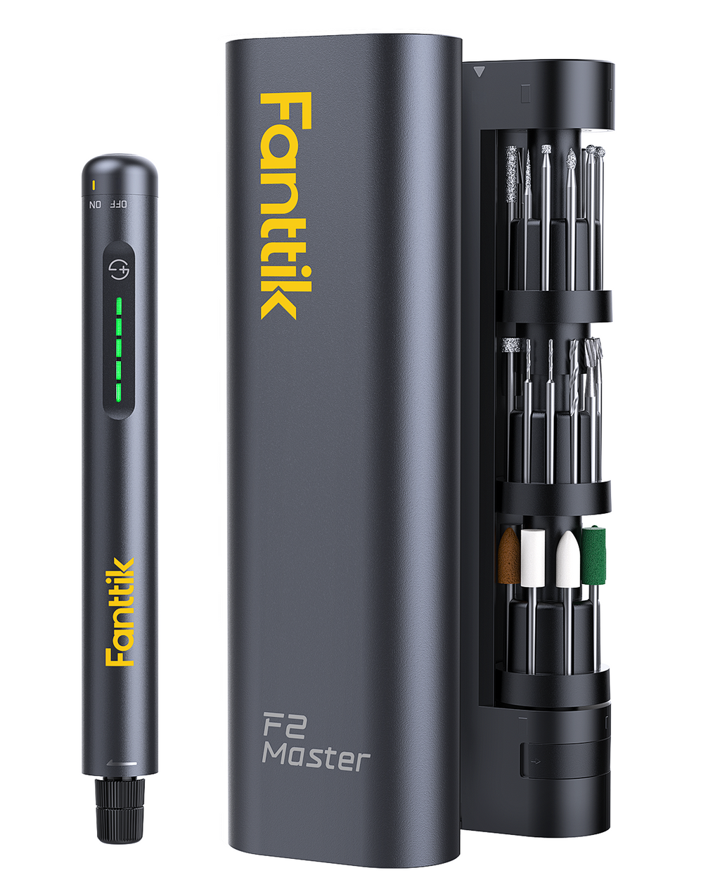 Fanttik F2 Master Mini kit de perceuse rotative sans fil NeoPulse avec 5 vitesses, 25 000 tr/min, Revostor Hub, 35 accessoires et fonctions ponçage, polissage, perçage et gravure