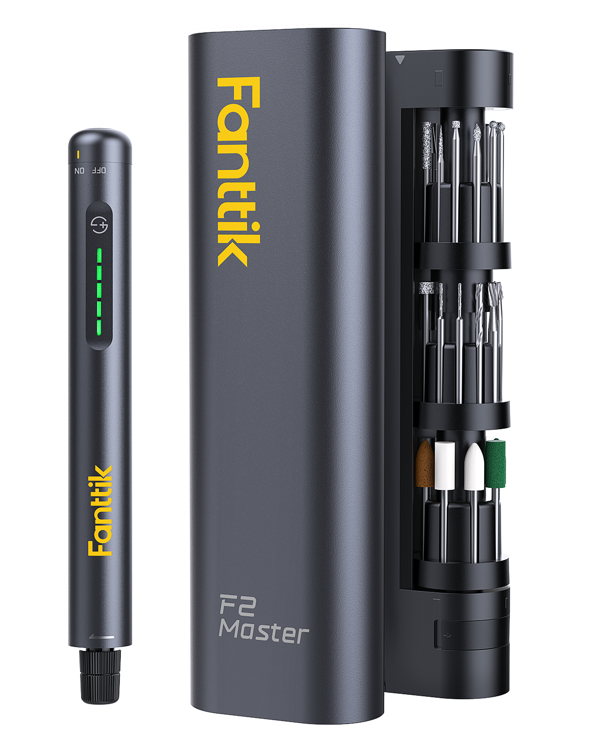 Fanttik F2 Master Mini kit de perceuse rotative sans fil NeoPulse avec 5 vitesses, 25 000 tr/min, Revostor Hub, 35 accessoires et fonctions ponçage, polissage, perçage et gravure
