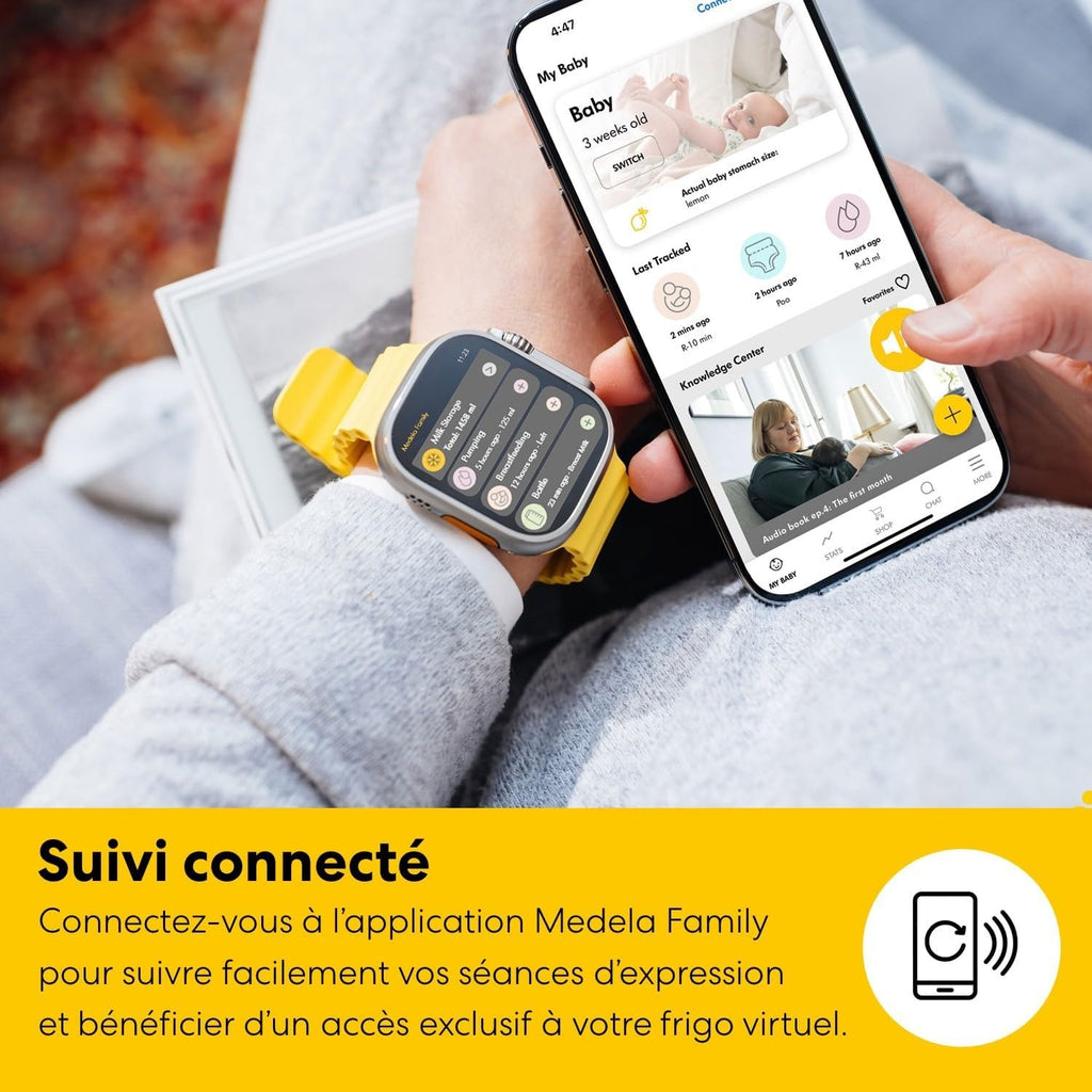 MEDELA Freestyle Hands-Free - Tire-lait électrique double, coquilles 21/24 mm