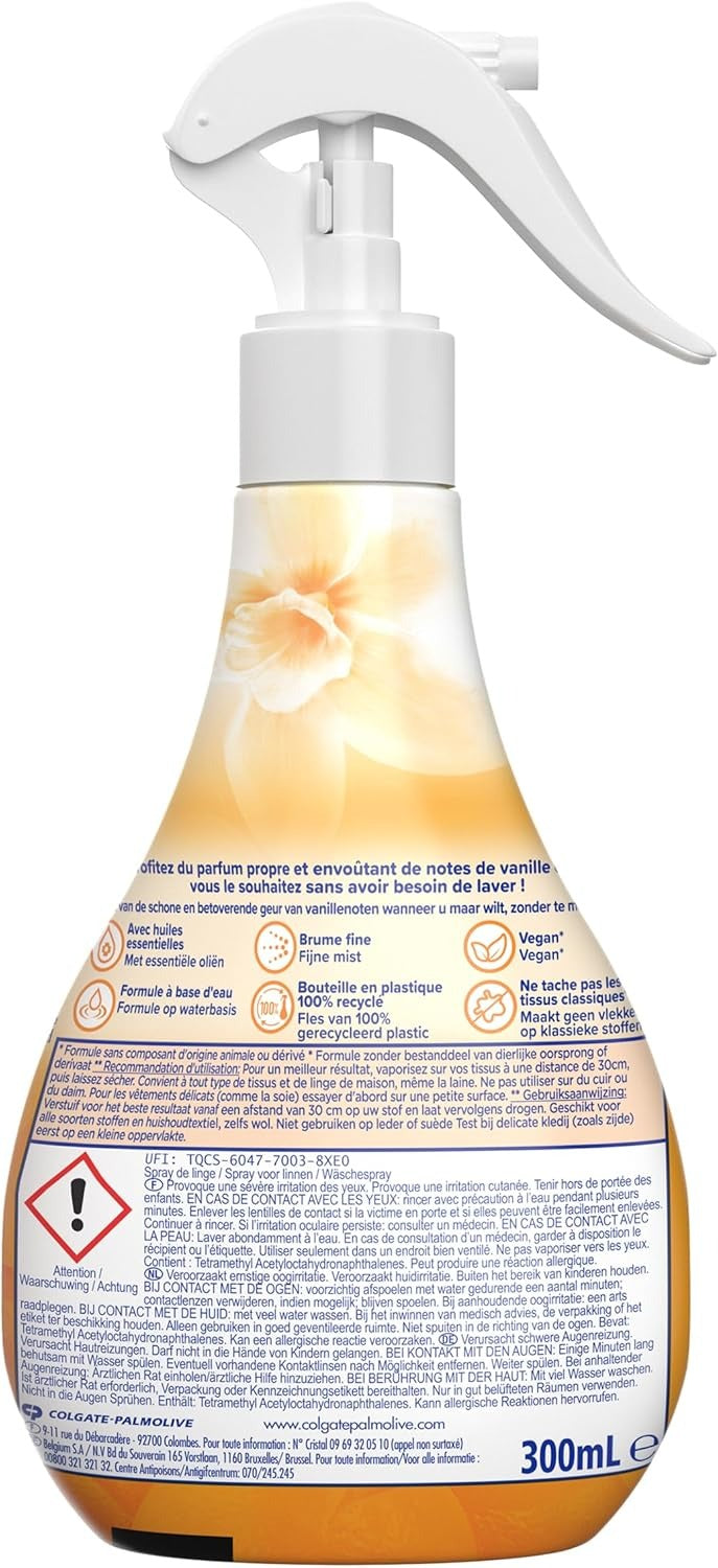 Soupline Brume de Fraîcheur Textile Vanille, Rafraîchissement Instantané entre les Lavages, 300 ml