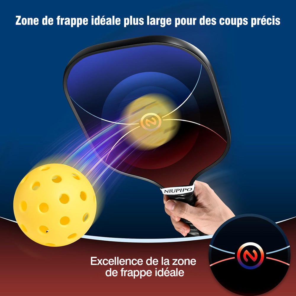 Niupipo Lot de 2 raquettes de pickleball MX-75, matériau en fibre de carbone, noyau nid d’abeille en polypropylène, certifiées USAPA, légères et durables, pour débutants et professionnels