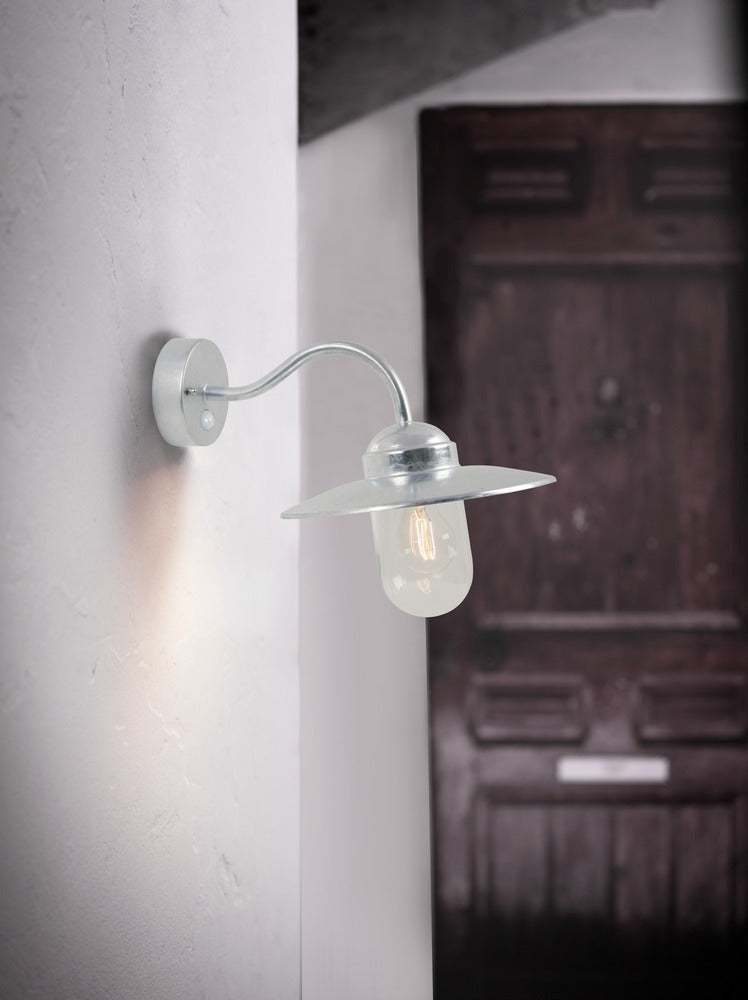 Applique murale LUXEMBOURG sensor bord de mer - E27 - acier galvanisé gris argenté IP54 - Nordlux, Extérieur