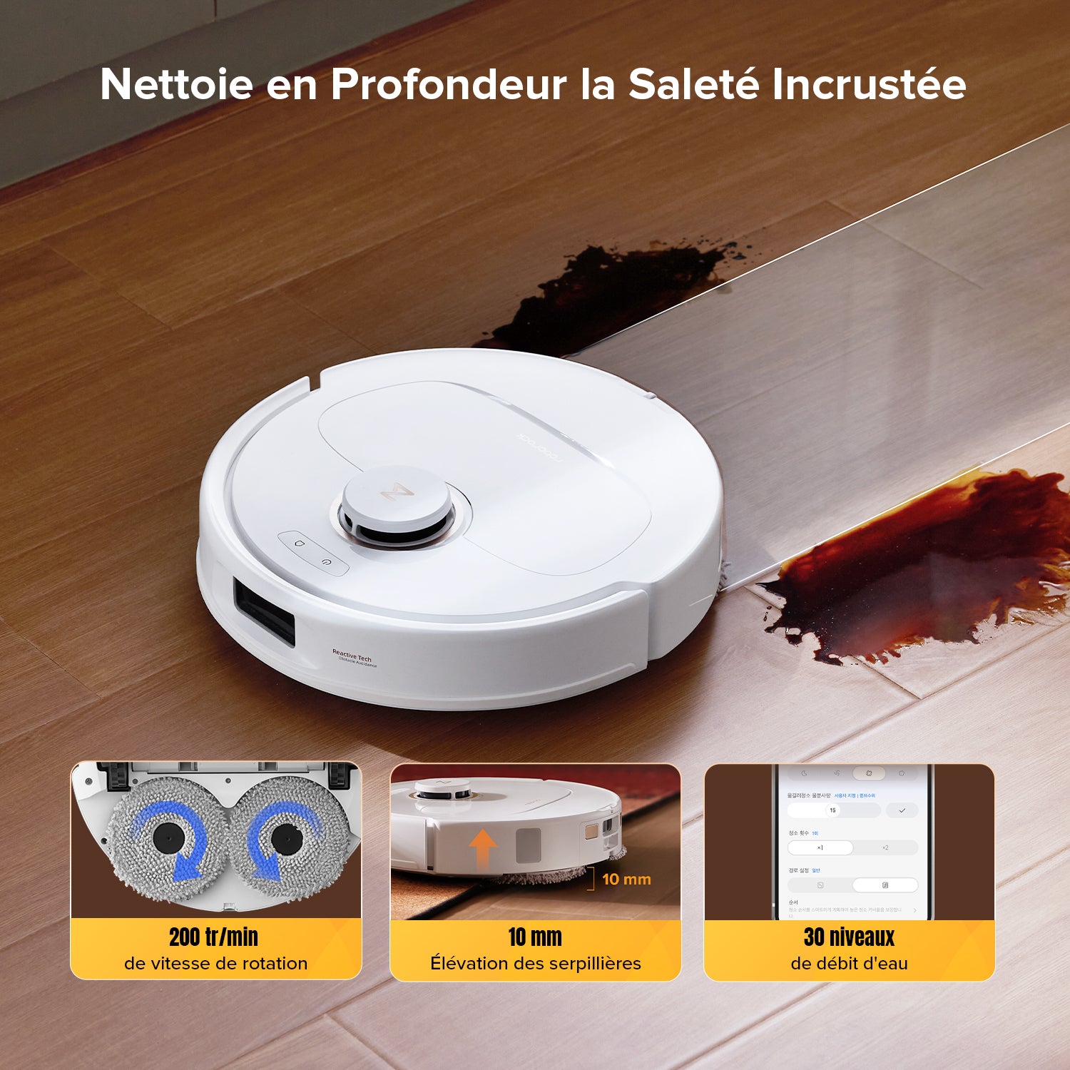 Roborock Aspirateur robot Qrevo S5V blanc avec station, aspiration 12000 Pa, serpillières FlexiArm, double anti-enchevêtrement, séchage à l’air chaud