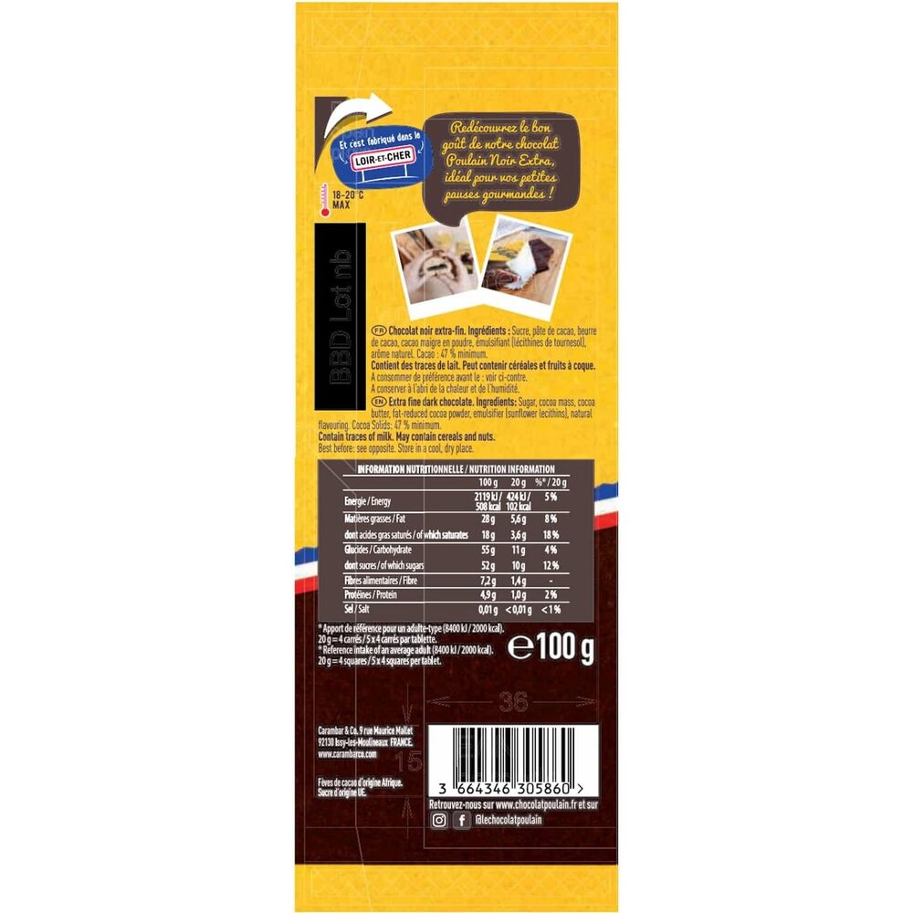 POULAIN tablette noir extra 3x100g
