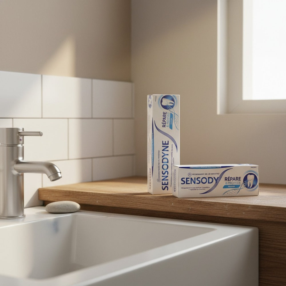 SENSODYNE Dentifrice Repair & Protect Menthe Fraîche 75 ml - Lot de 2 (2 x 75 ml = 2 tubes)