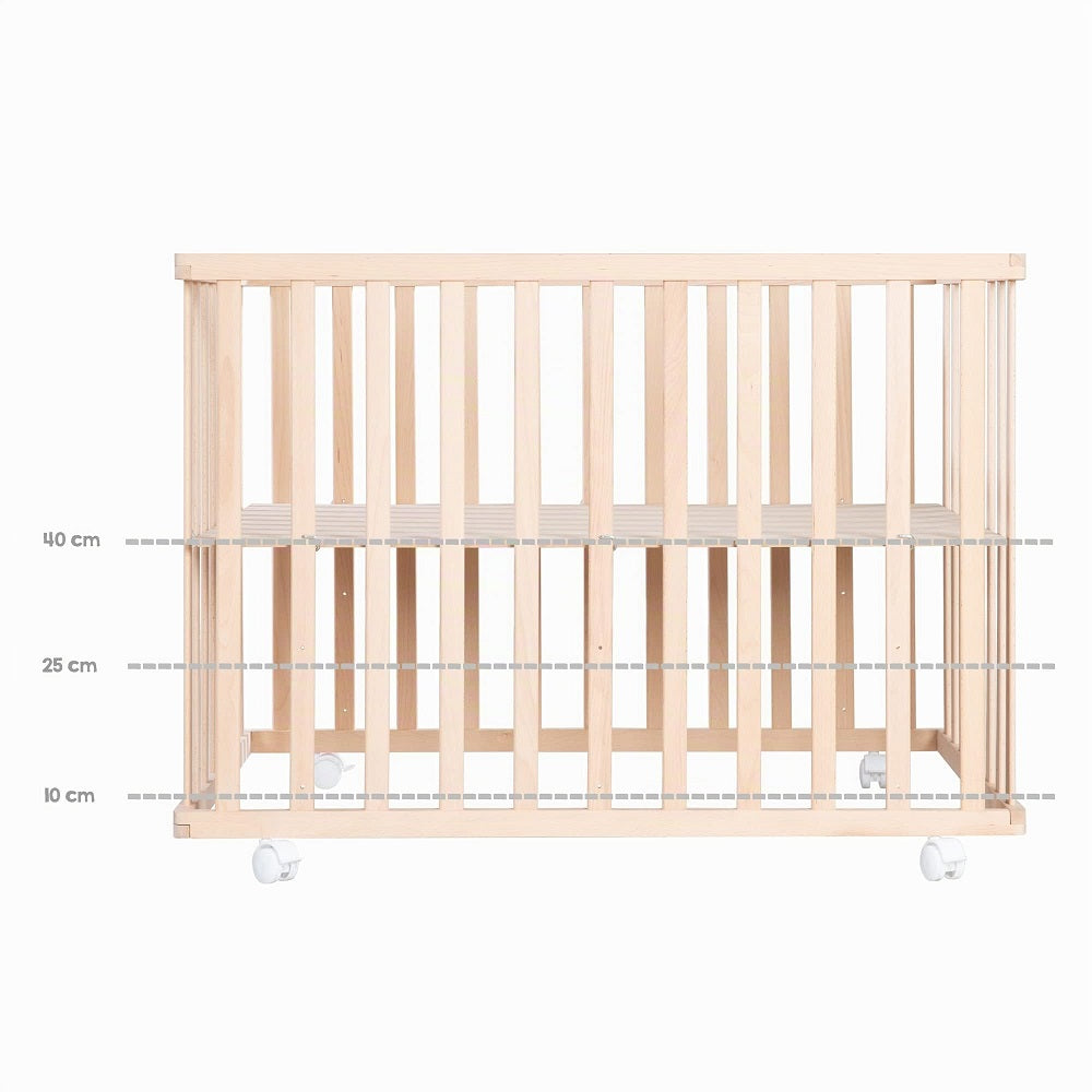roba Jumbotwins parc rectangulaire en bois 75 x 100 cm avec tapis et roulettes verrouillables (blanc)