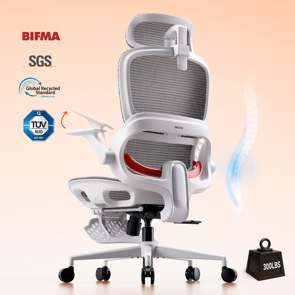 SIHOO B100JT Chaise de Bureau avec Repose-Pieds, Chaise de Bureau Ergonomique Confortable, Chaise Informatique à Dossier Haut avec Soutien Lombaire Adaptatif et Large Appui-Tête