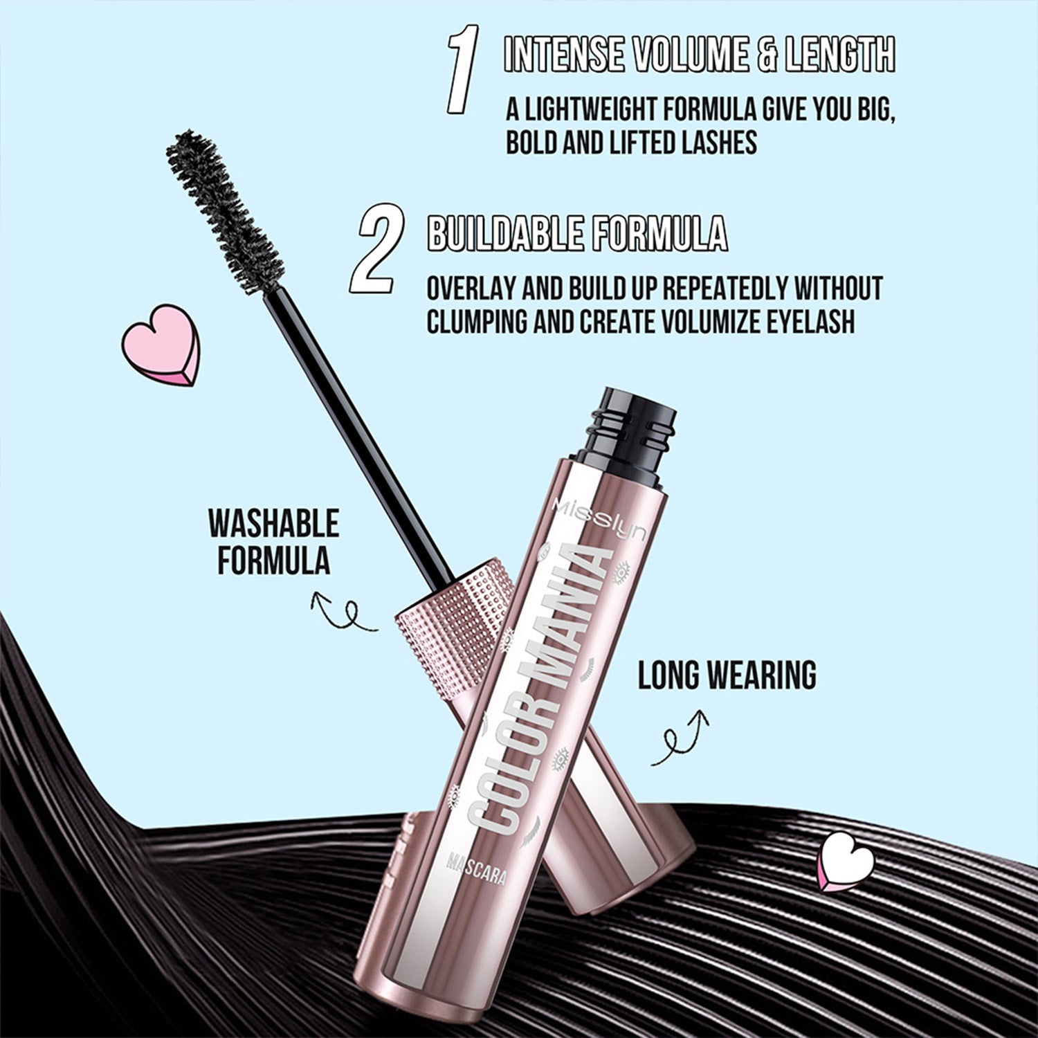 MISSLYN Color Mania Coffret de mascara noir + marron + bleu océan - n° 1