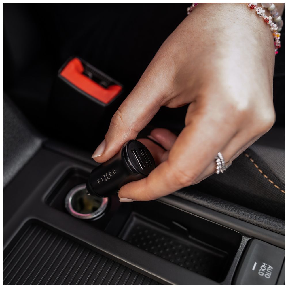 FIXED Chargeur allume-cigare double USB 15W - Noir