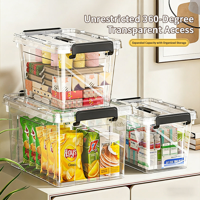 E-YAYUN Lot de 4 Boîtes de rangement épaisses en plastique transparent 42 x 30 x 25 cm