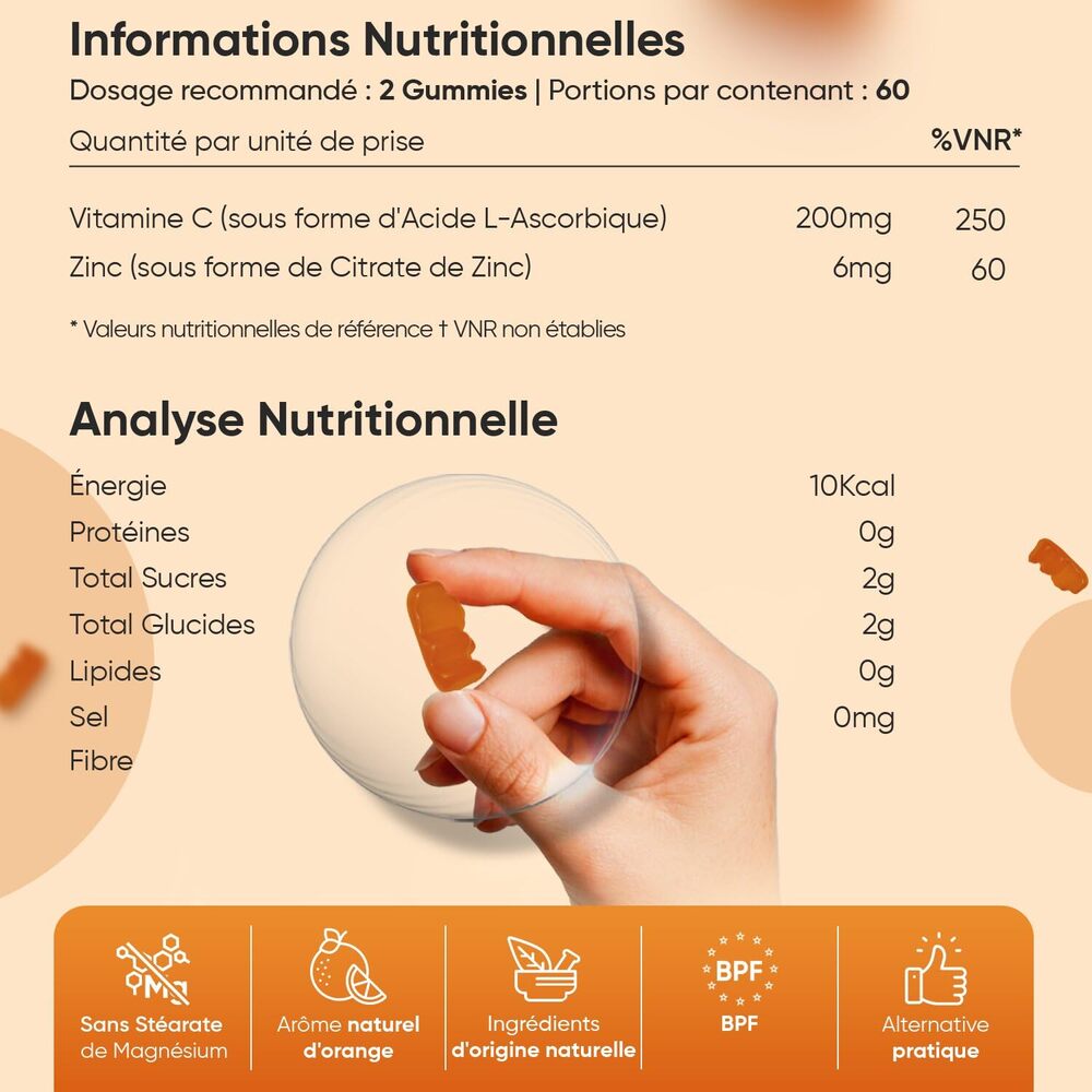 WeightWorld Gommes à la vitamine C et au zinc 200 mg - 120 gommes