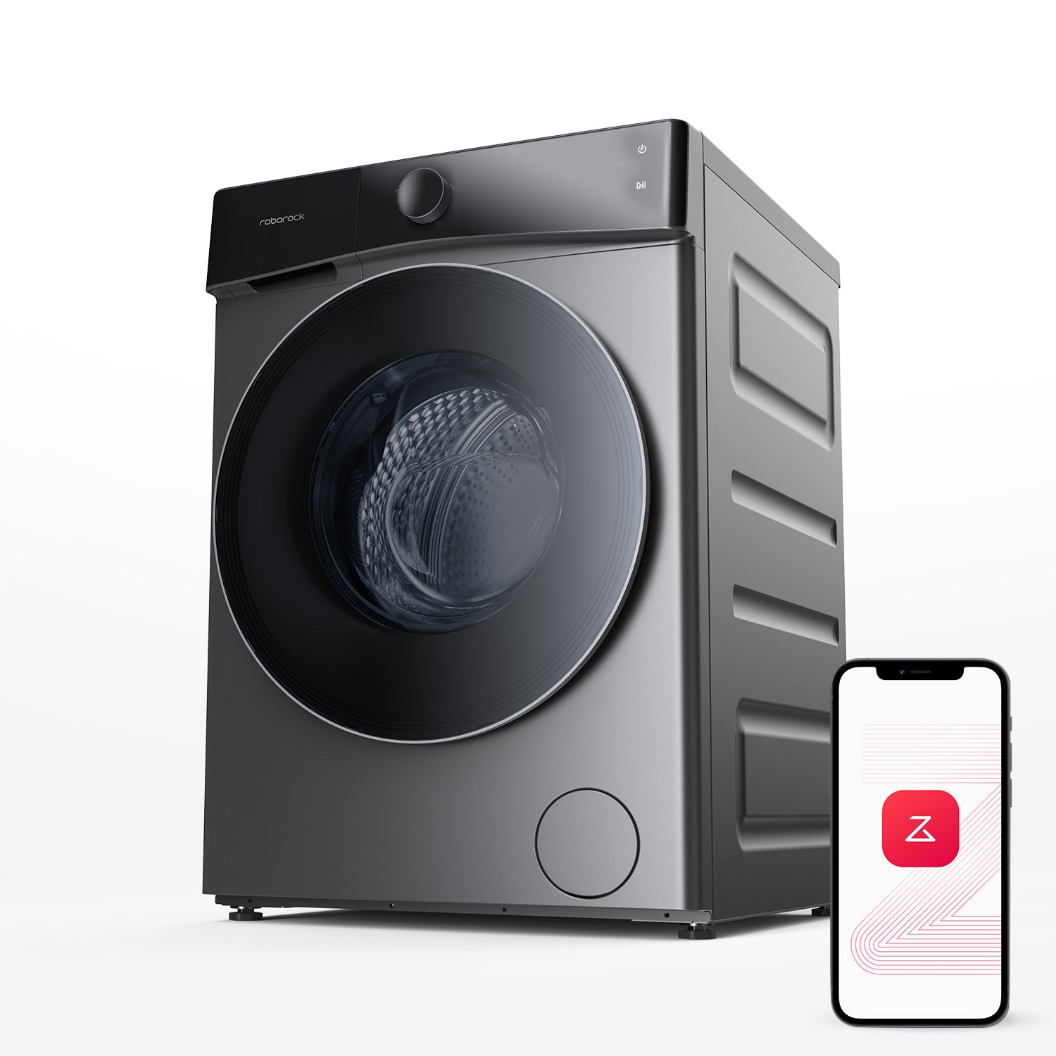 Roborock Zeo Lite Lave-linge séchant Gris avec technologie de séchage Zeo-Cycle, 10 kg lavage, 6 kg séchage, 27 programmes de lavage avec contrôle via application