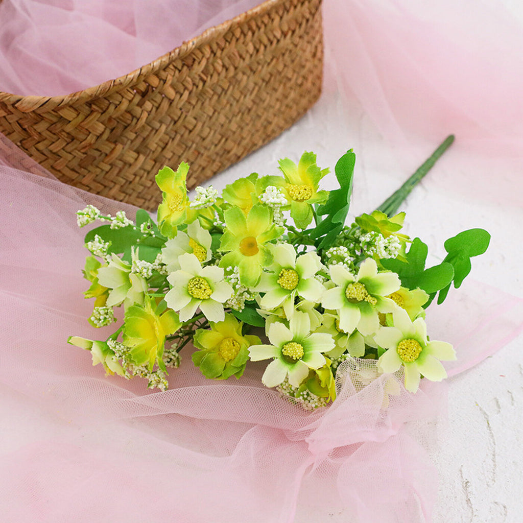 Wei's moment 6 bouquets Plantes artificielles pour balcon et intérieur Décoration florale en plastique Fleurs artificielles en plastique résistantes aux UV pour tombes et jardin Vert clair