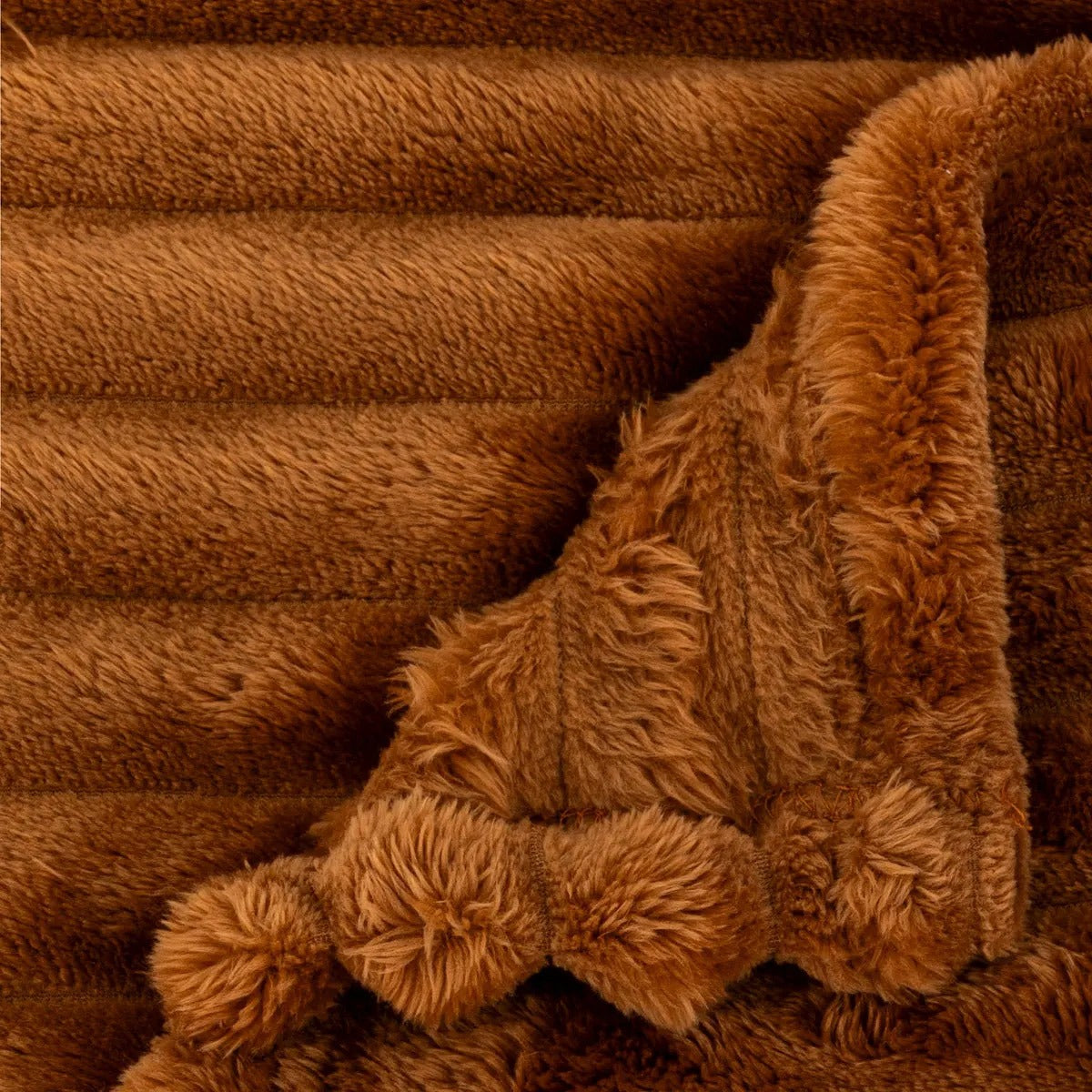 Atmosphera Plaid en flanelle côtelée - 130 x 170 cm