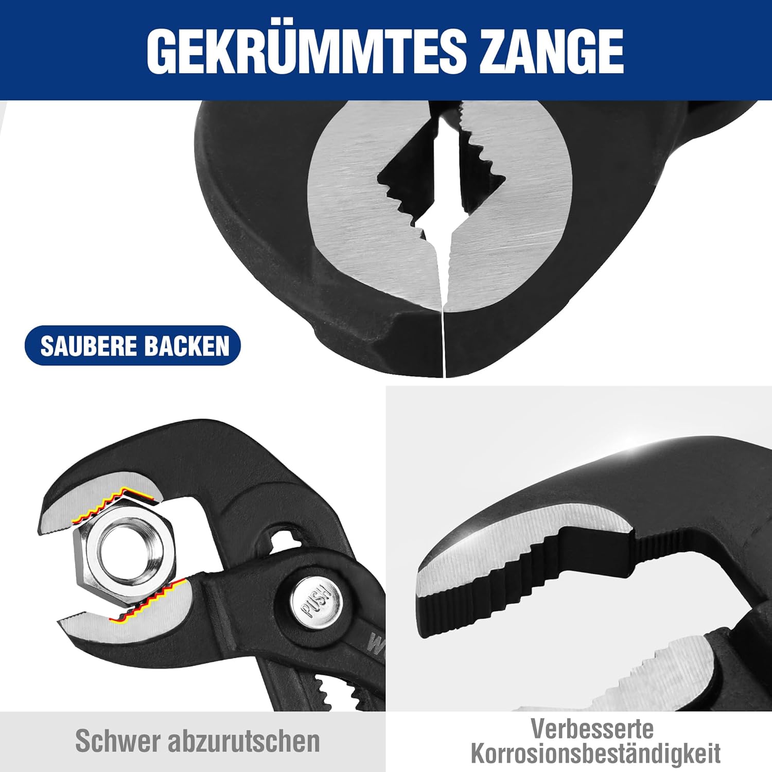 WORKPRO Pinces à pompe professionnelles 305-Mm, en acier Cr-V, avec articulation à rainure réglable et déverrouillage rapide, ouverture max. 50-Mm