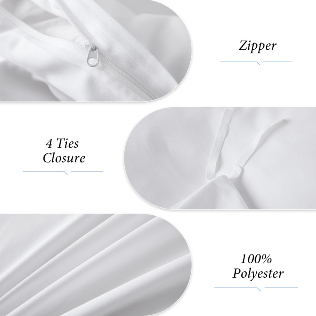 LeBonsoir Parure de lit avec housse de couette 140 x 200 cm et 1 taie d'oreiller 65 x 65 cm - Blanc
