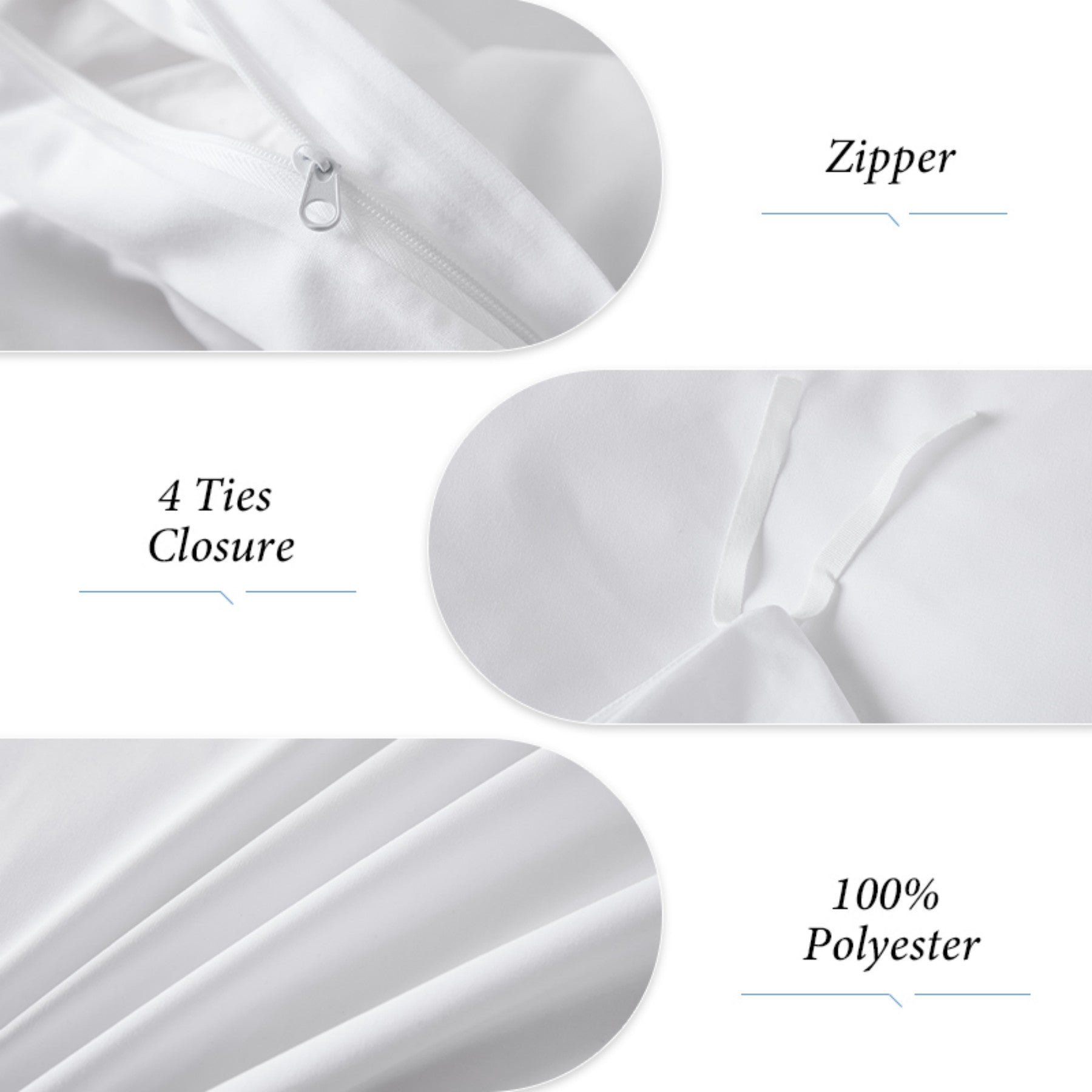 LeBonsoir Parure de lit avec housse de couette 140 x 200 cm et 1 taie d'oreiller 65 x 65 cm - Blanc