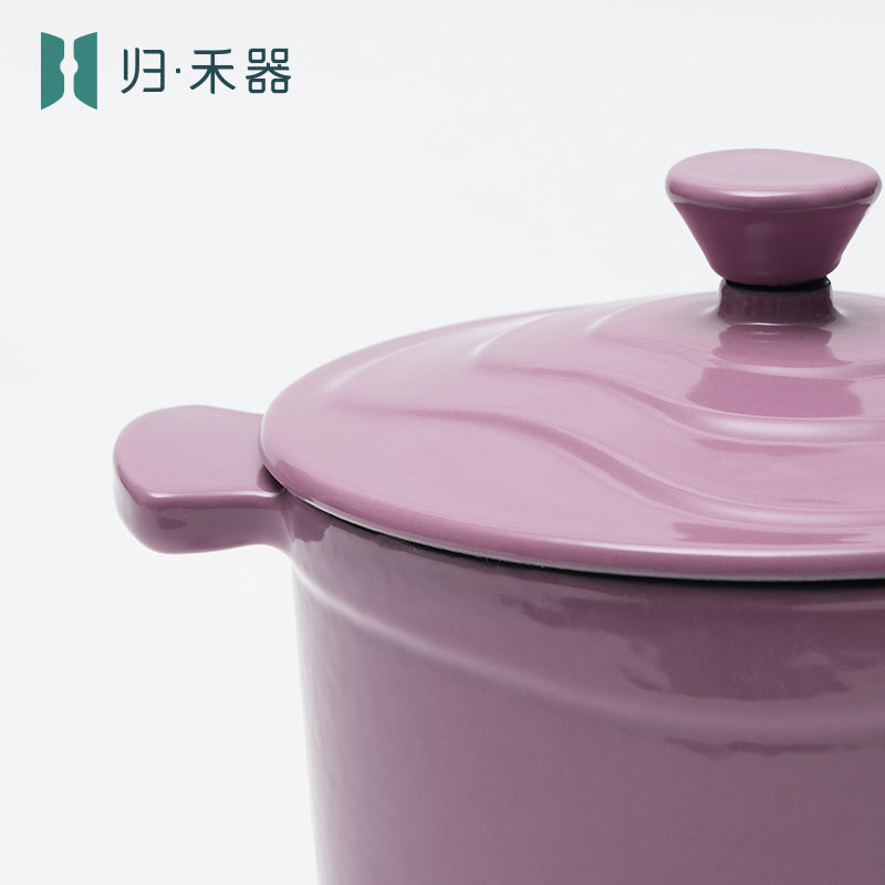 Pot pour aliments pour bébés en fonte émaillée, mini faitout multifonction pour 1 personne pour bouillie et soupe, compatible avec les plaques à induction, hot pot pour 1 personne