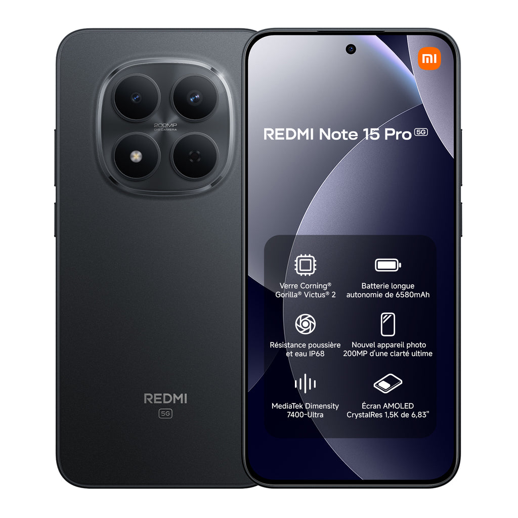 Xiaomi REDMI Note 15 Pro 5G 8/256 Noir eSIM, Double SIM, NFC