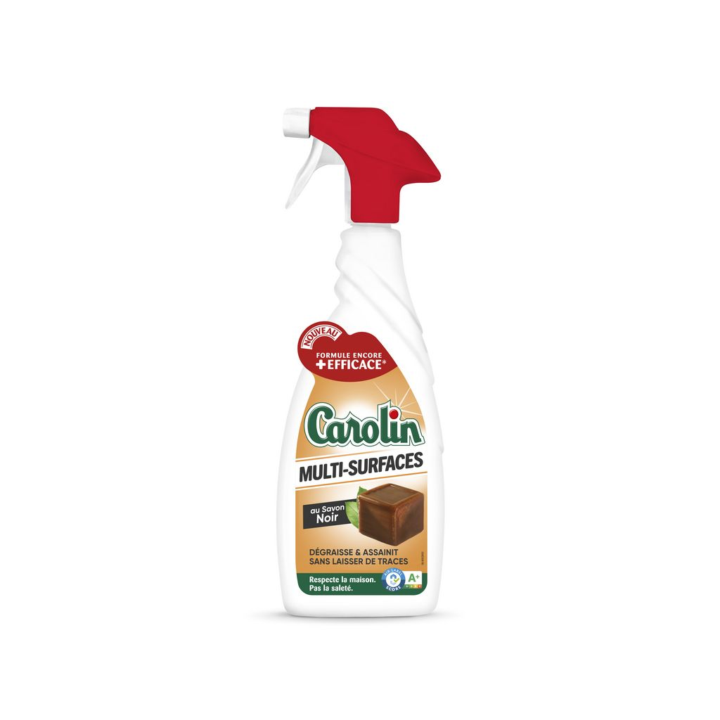 CAROLIN Spray nettoyant multi-surfaces au savon noir sans traces d'origine végétale 650 ml