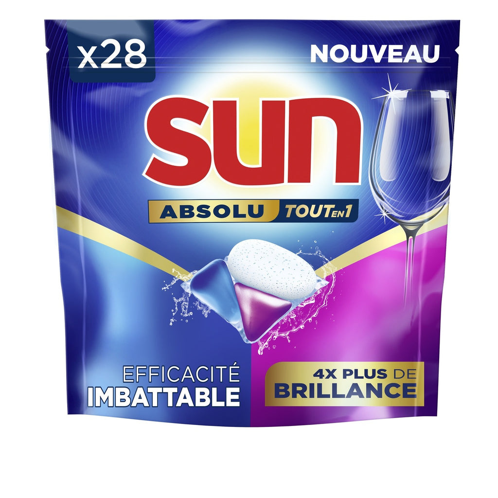 SUN Brilliance Capsules lave-vaisselle Tout en 1 Absolute brillance extra 28 capsules
