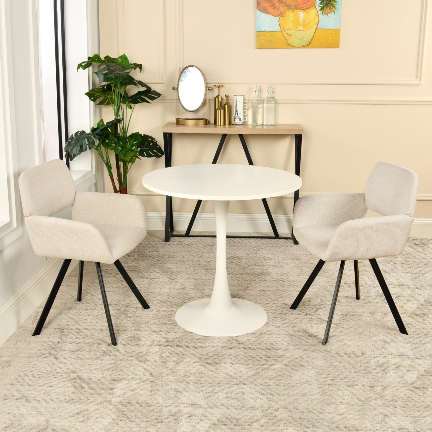 URBAN MEUBLE Chaise de salle à manger CALIFORNIA - Beige (Lot de 2)