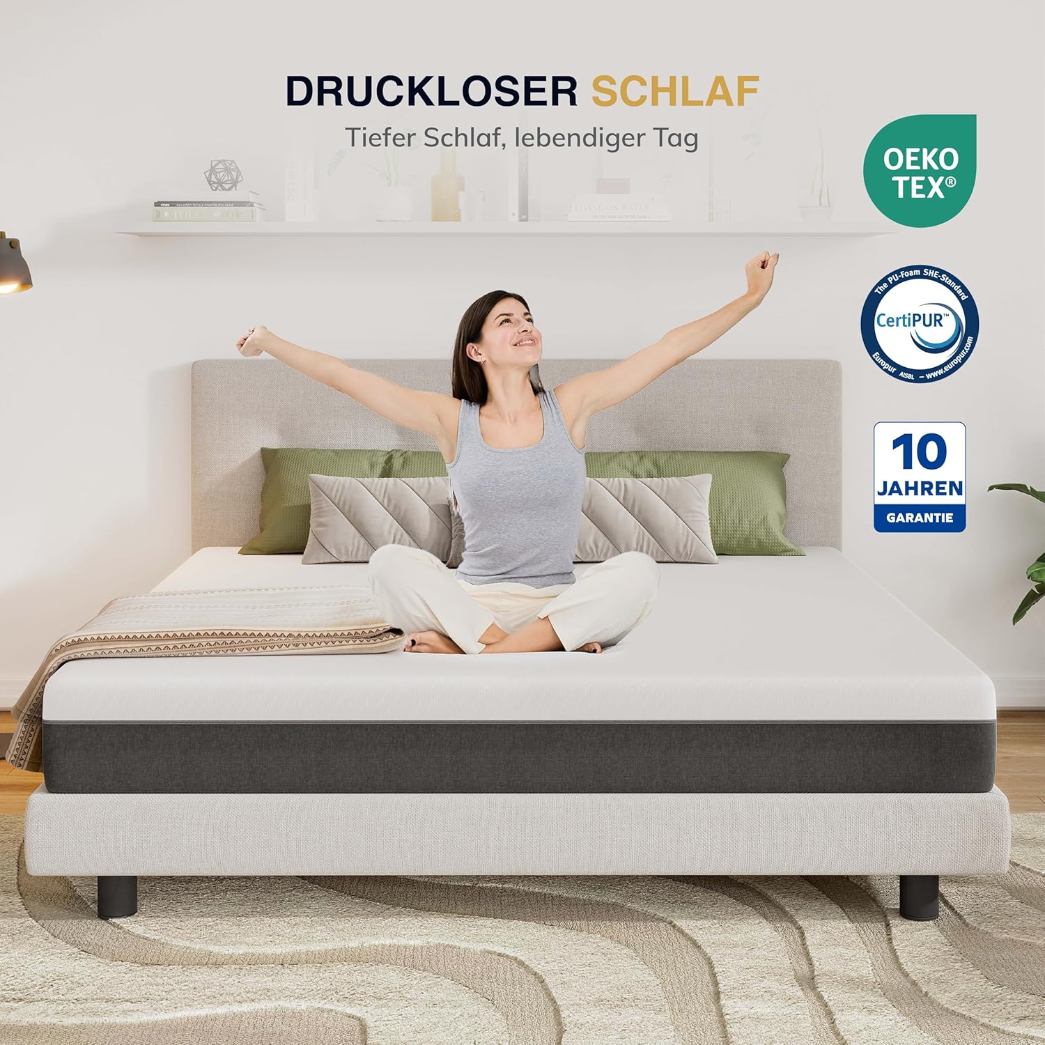 Matelas EGO HOME 160 x 200 cm, Hauteur 18 cm, Mousse Froide H3 à 3 Couches, Utilisable des Deux Côtés – Soulage la Pression, Élasticité Ponctuelle, Respirant, Ergonomique pour le Dos