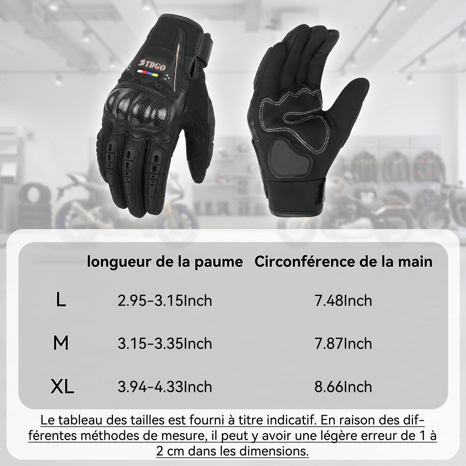 Gants de Moto Homme, Gants De Moto Toutes Saisons avec Protection Des Articulations Et Fonction Tactile, Gants Extérieurs Respirants pour Hommes Et Femmes, Convient Pour Moto, Vélo, Trottinette XL