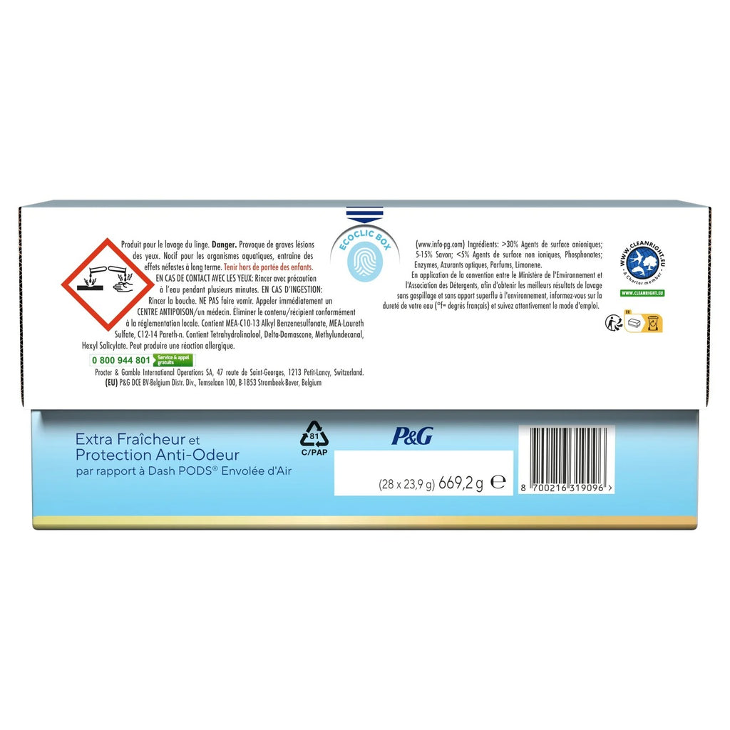 DASH Tablettes 2-en-1, Protection anti-odeur, fraîcheur de coton, 28 doses