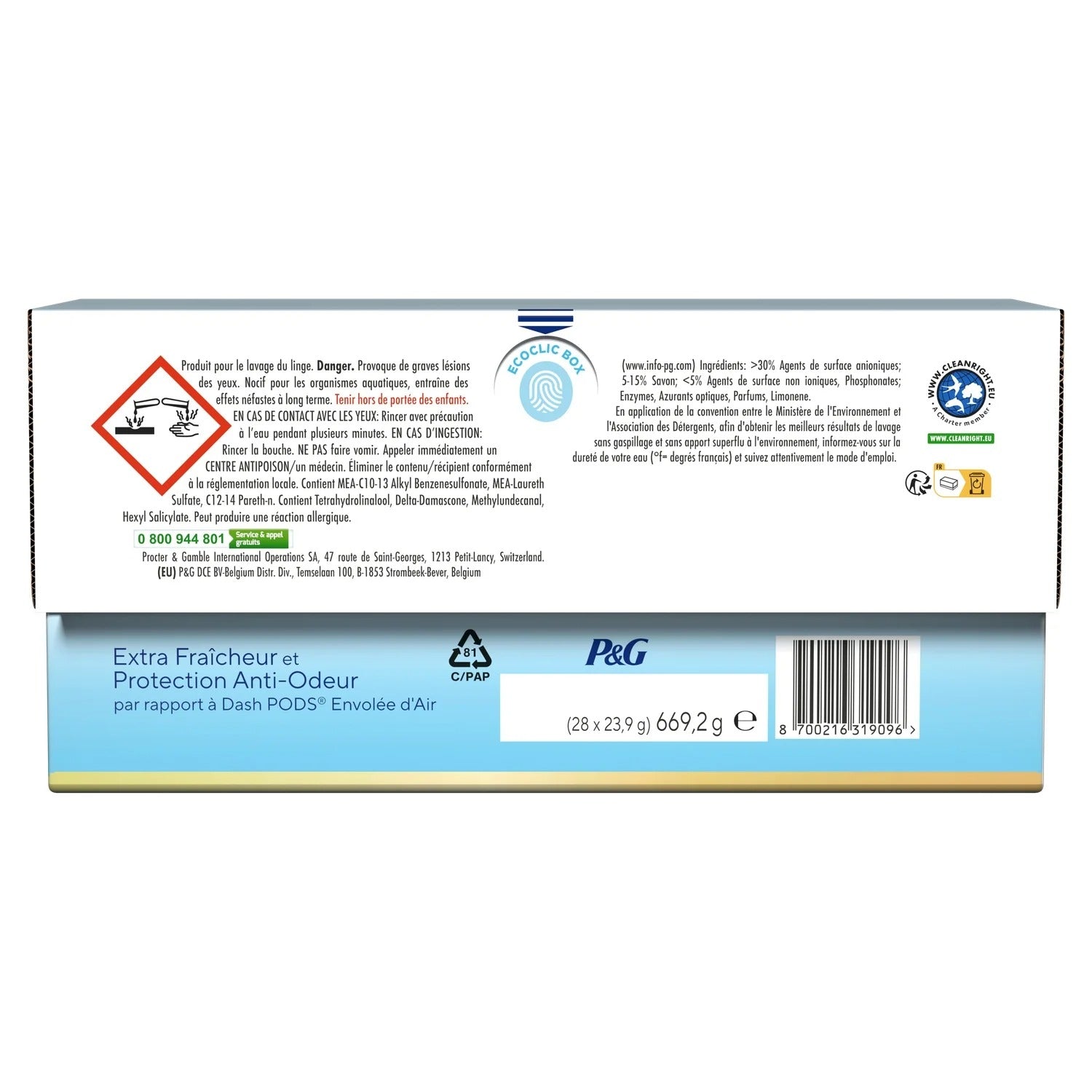 DASH Tablettes 2-en-1, Protection anti-odeur, fraîcheur de coton, 28 doses