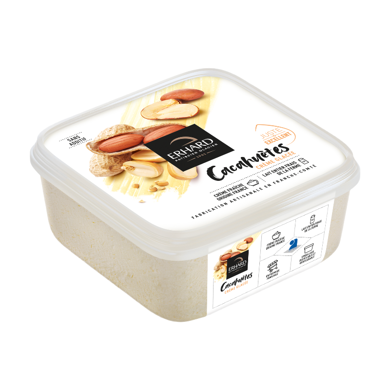 ERHARD Crème glacée saveur cacahuètes avec morceaux - 450 g