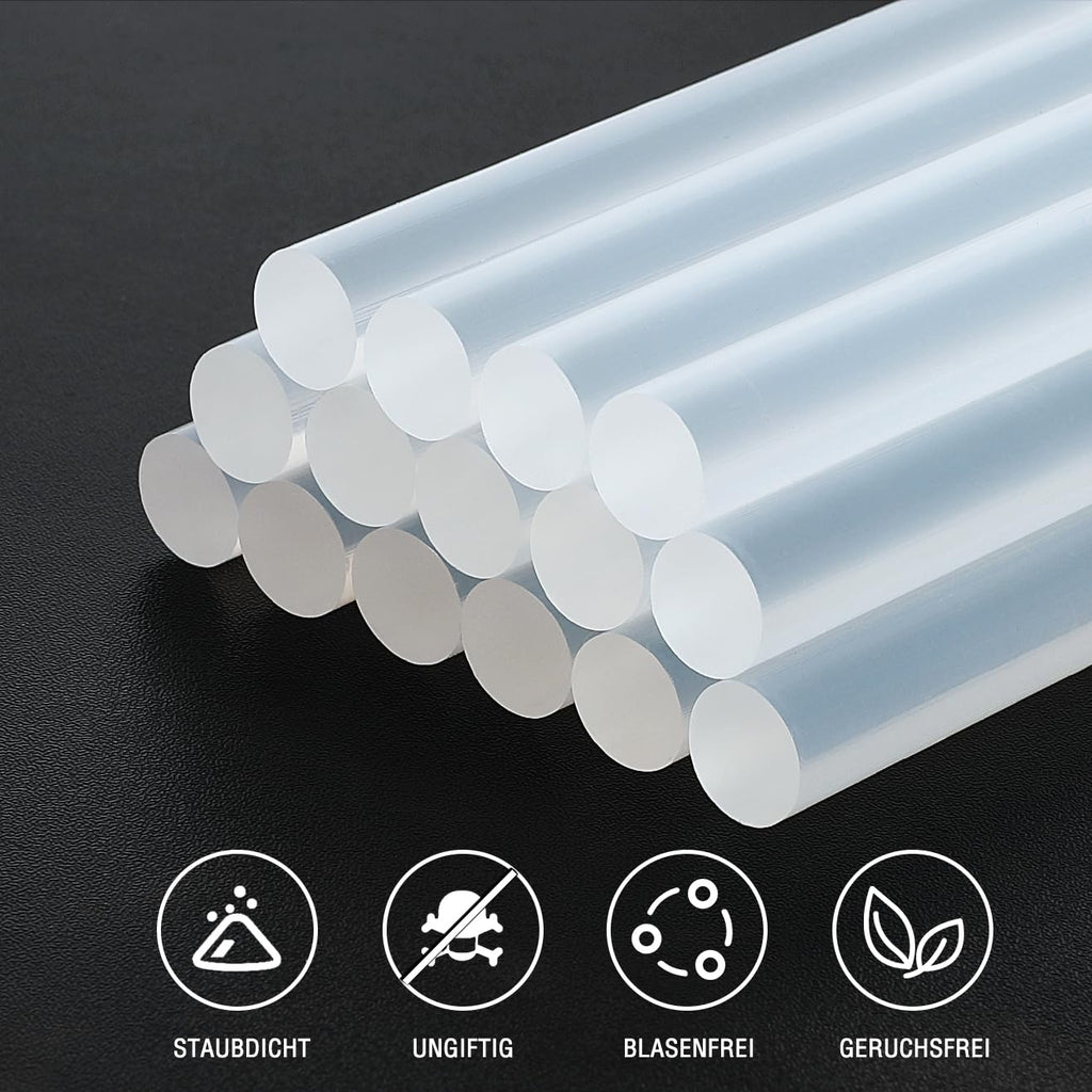 WORKPRO Lot de 100 bâtons de colle thermofusible, 200 x 11 mm, Transparent, Bâtons de pistolet à colle universels pour loisirs créatifs et bricolage