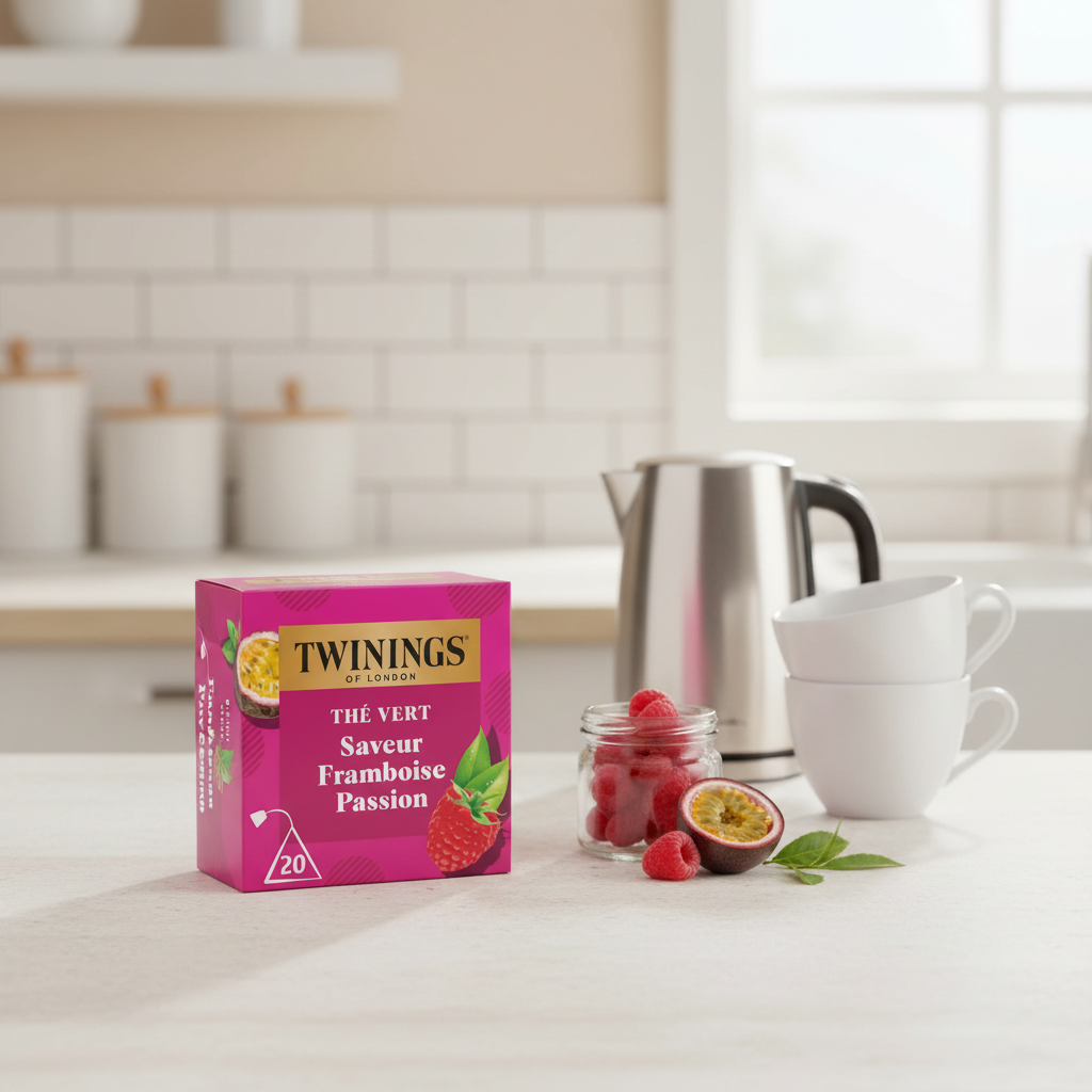 Twinings Thé vert framboise passion, 20 sachets, 32 g