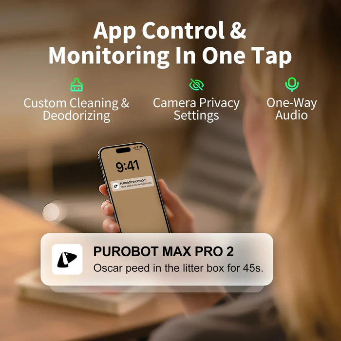 PETKIT Purobot Max Pro 2 avec caméra - Bac à litière autonettoyant pour chat (Gris)