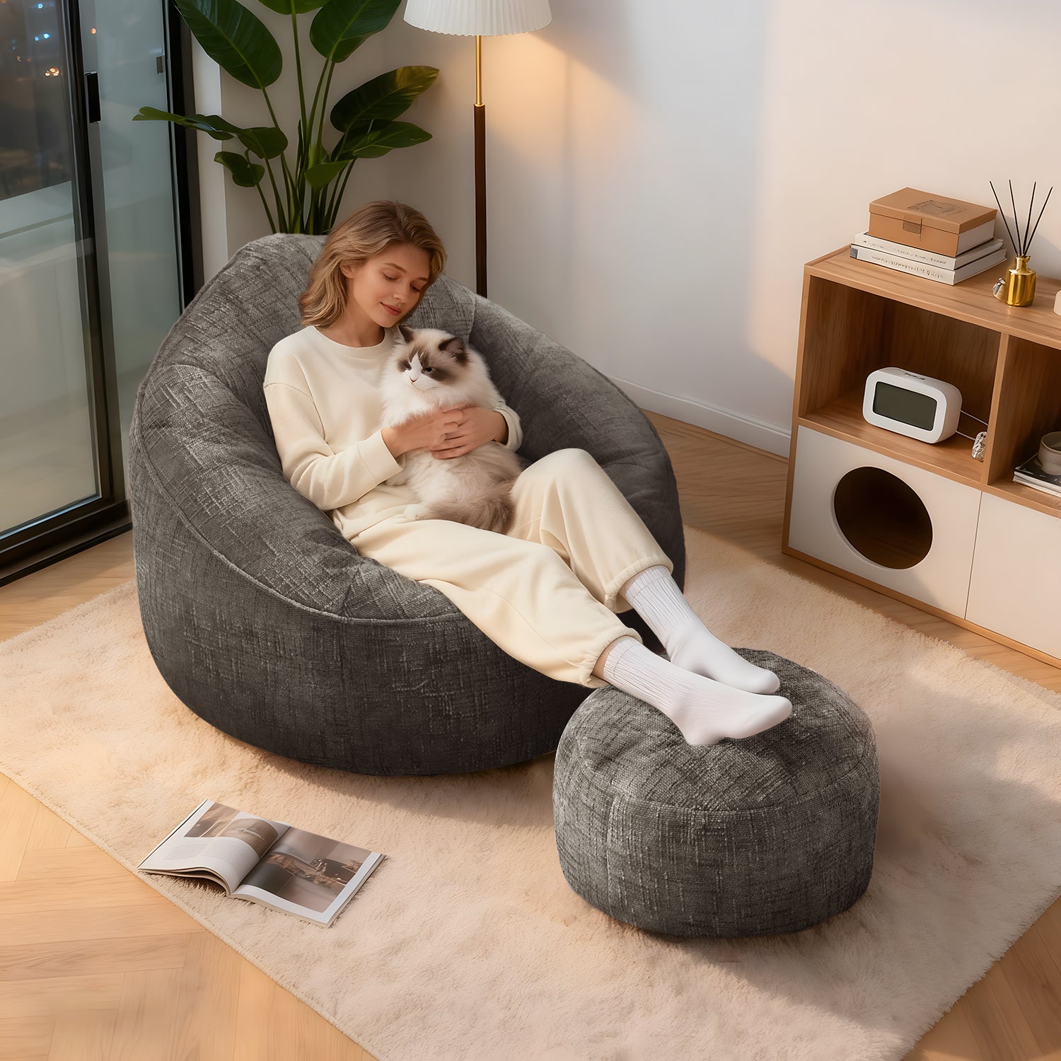 GTIMEX Fauteuil, Canapé Gamer avec Repose-pieds, 97 x 93 x 77 cm, Capacité de charge statique : 135 kg, Doux et résistant, avec garnissage en mousse à mémoire de forme granulaire