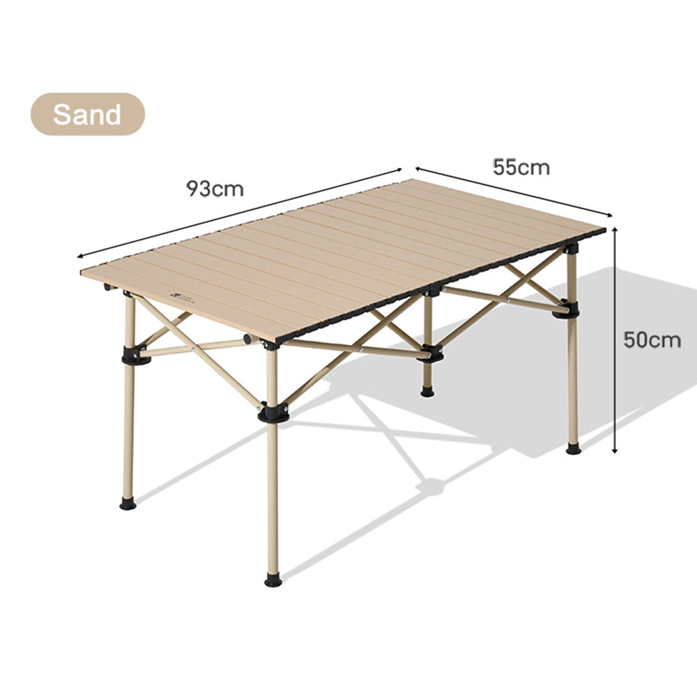 Mobi Garden, ensemble de table pliante en acier de camping avec 4 chaises, ensemble de repas d'extérieur portable, sable, pour le camping, l'extérieur et le pique-nique