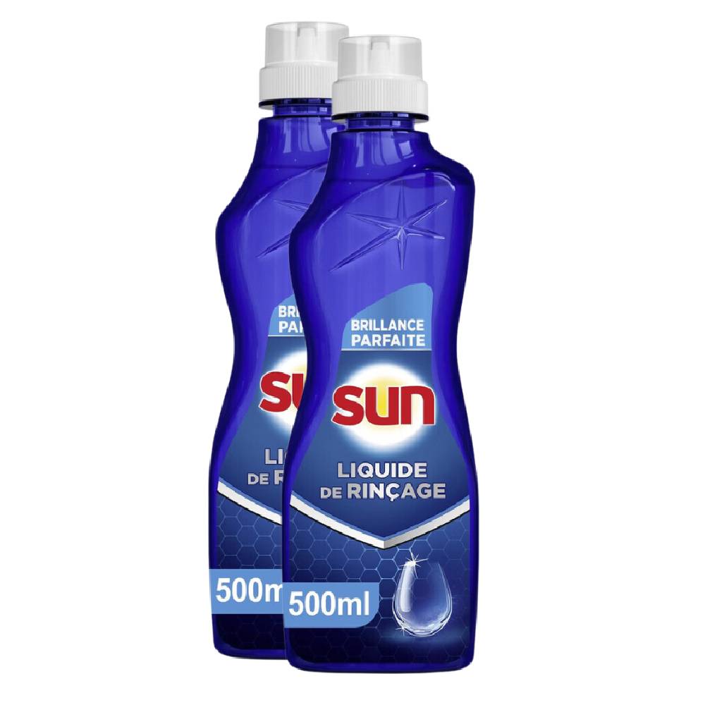 Sun Perfect Shine Liquide de Rinçage Lave-Vaisselle, Anti-Calcaire, 2 x 500 ml (= 1 L)