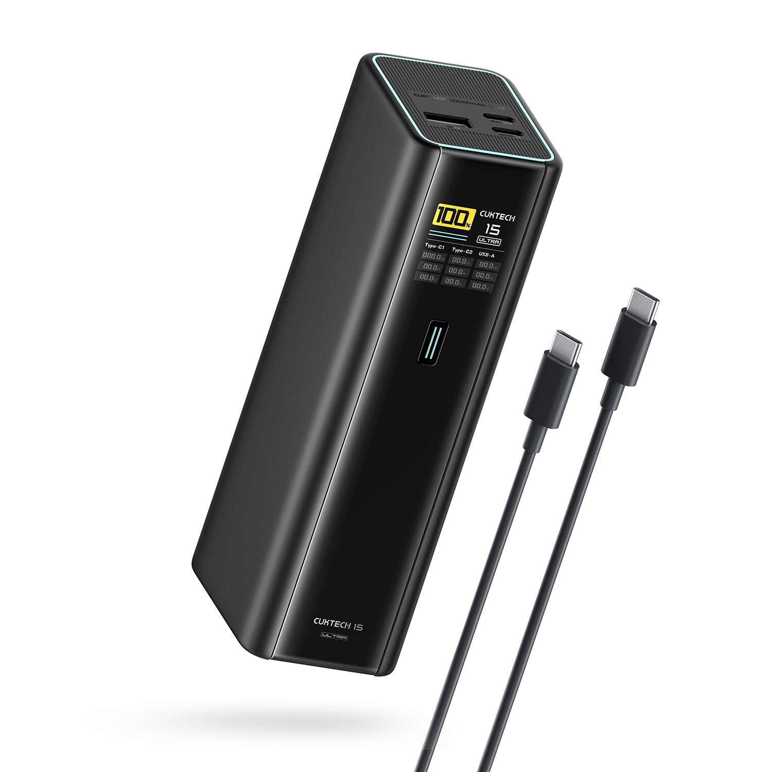 CUKTECH 15 Batterie externe, 20 000 mAh, 140 W, chargeur pour ordinateur portable, chargeur USB-C 3 ports, charge rapide PD3.1, PB200U, Noir
