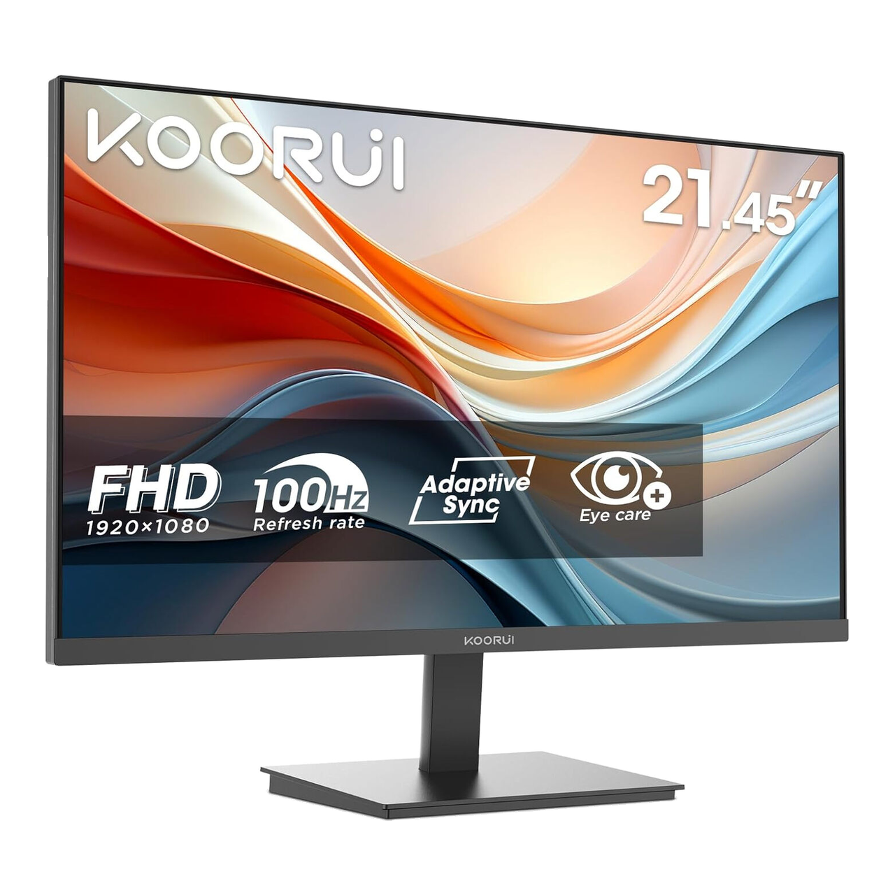 KOORUI E2212F Moniteur d'ordinateur FHD 21,45 pouces, Moniteur de bureau 1920×1080 panneau VA 100 Hz Adaptive-Sync, 99 % sRGB, Contraste statique 3000:1