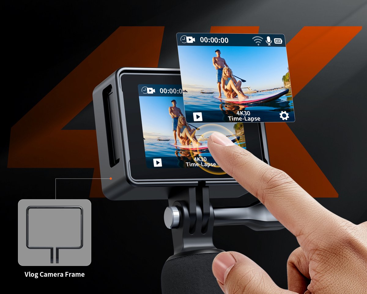 iZEEKER iA100 Caméra d’action 4K 30 i/s 20 MP Étanche 40 m