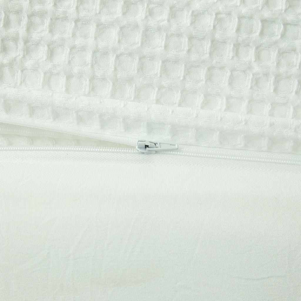 Lot de housse de couette et taies d'oreiller en tissu gaufré blanc, 140 x 200 cm + 65 x 65 cm x 1