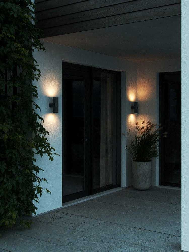 Applique murale KYKLOP ripple - GU10 - aluminium noir IP54 - Nordlux, Extérieur