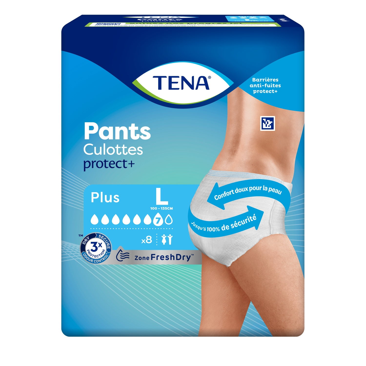 TENA Pants Protect+ Culottes Incontinence Unisexes Taille L – 8 Culottes