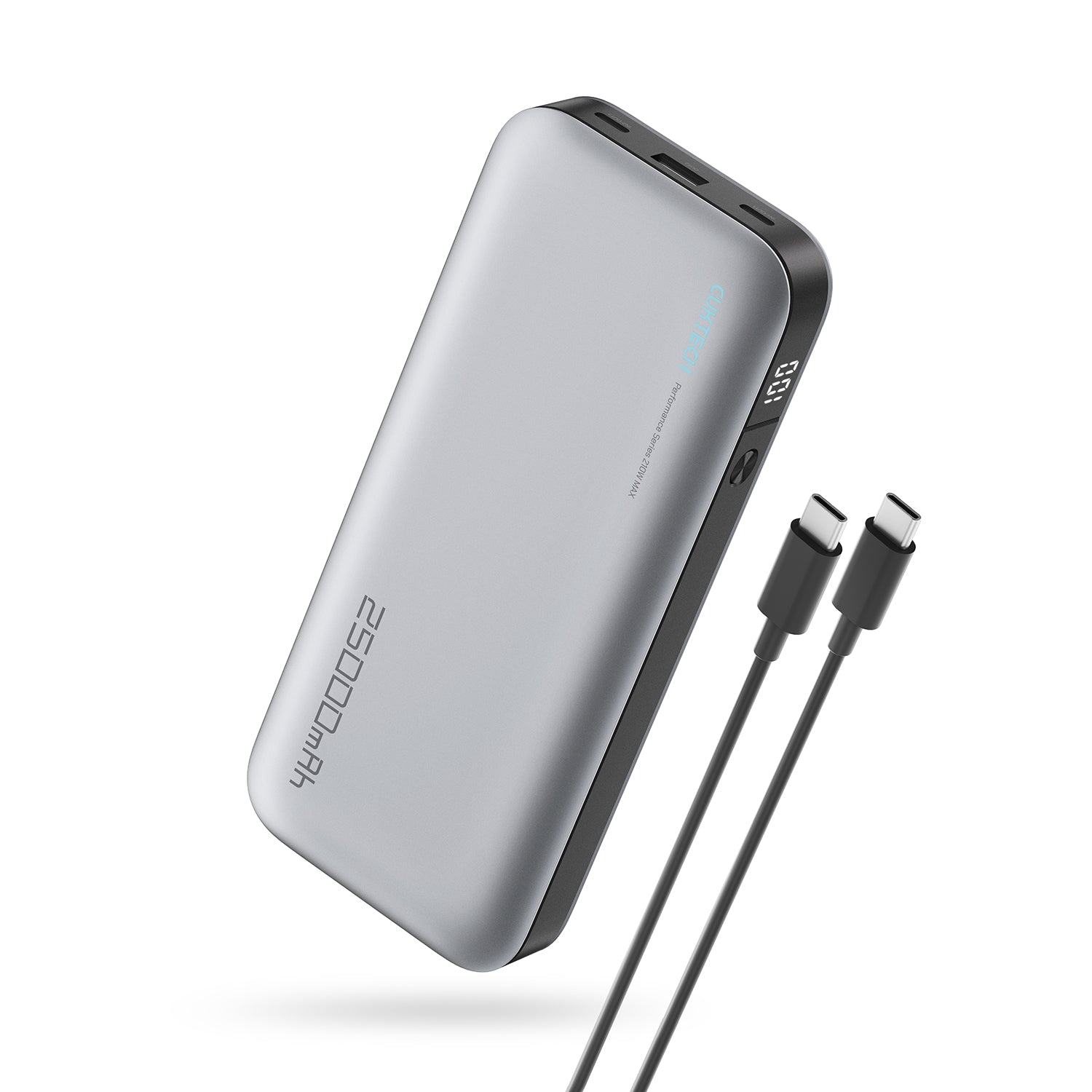 CUKTECH Batterie externe 25000mAh 120W, 2 ports USB-C + 1 port USB-A, pour ordinateur portable et téléphones, PB250, Gris